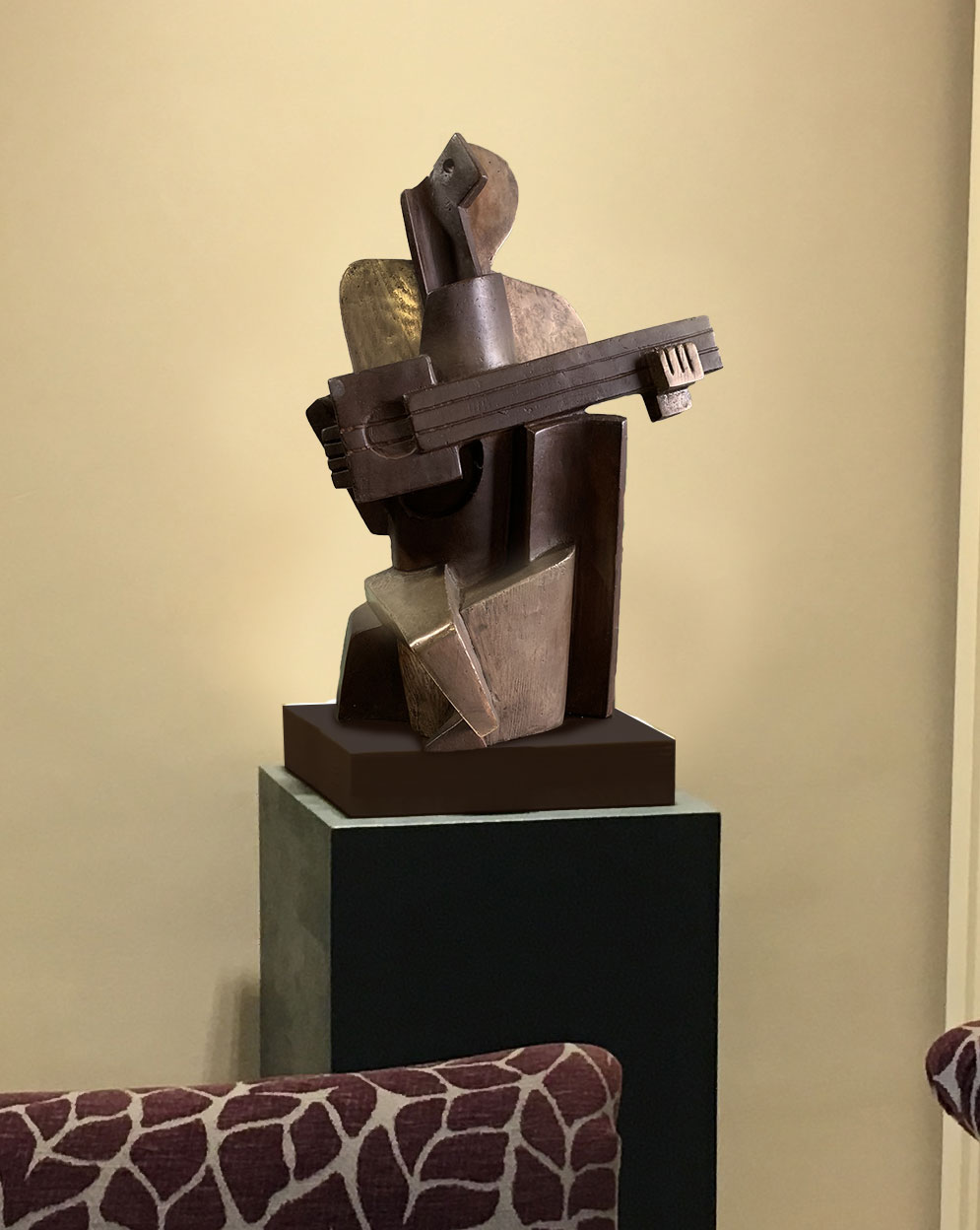 Arlequín cubista en bronce de fundición